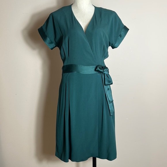 Comptoir Des Cotonniers Petrolium Blue Mini Wrap Dress Drop Shoulder size XS/ 36 - Picture 1 of 14